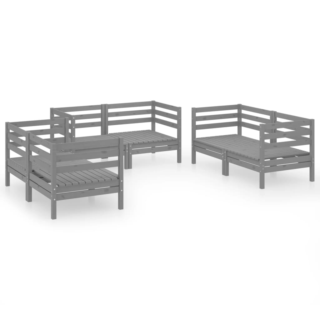 Set mobilier de grădină, 6 piese, gri, lemn masiv de pin GartenMobel Dekor