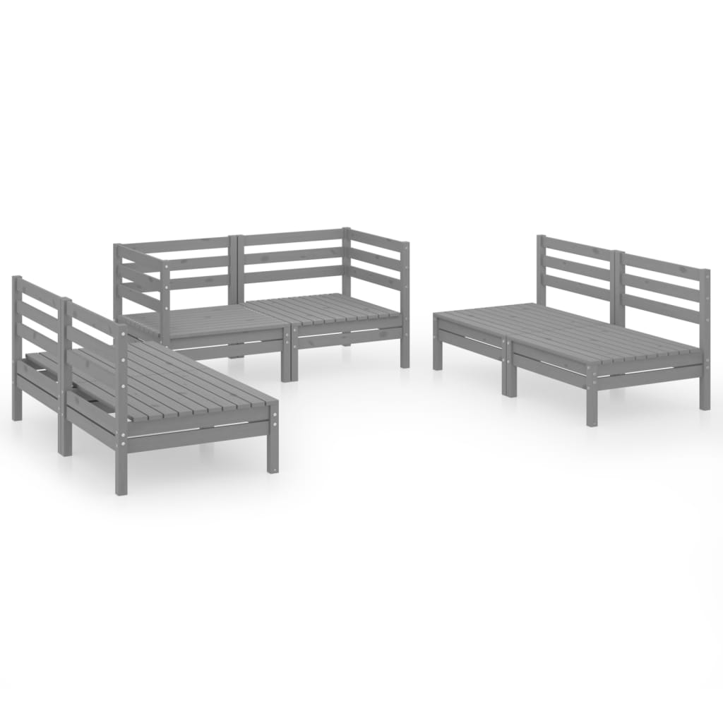 Set mobilier de grădină, 6 piese, gri, lemn masiv de pin GartenMobel Dekor