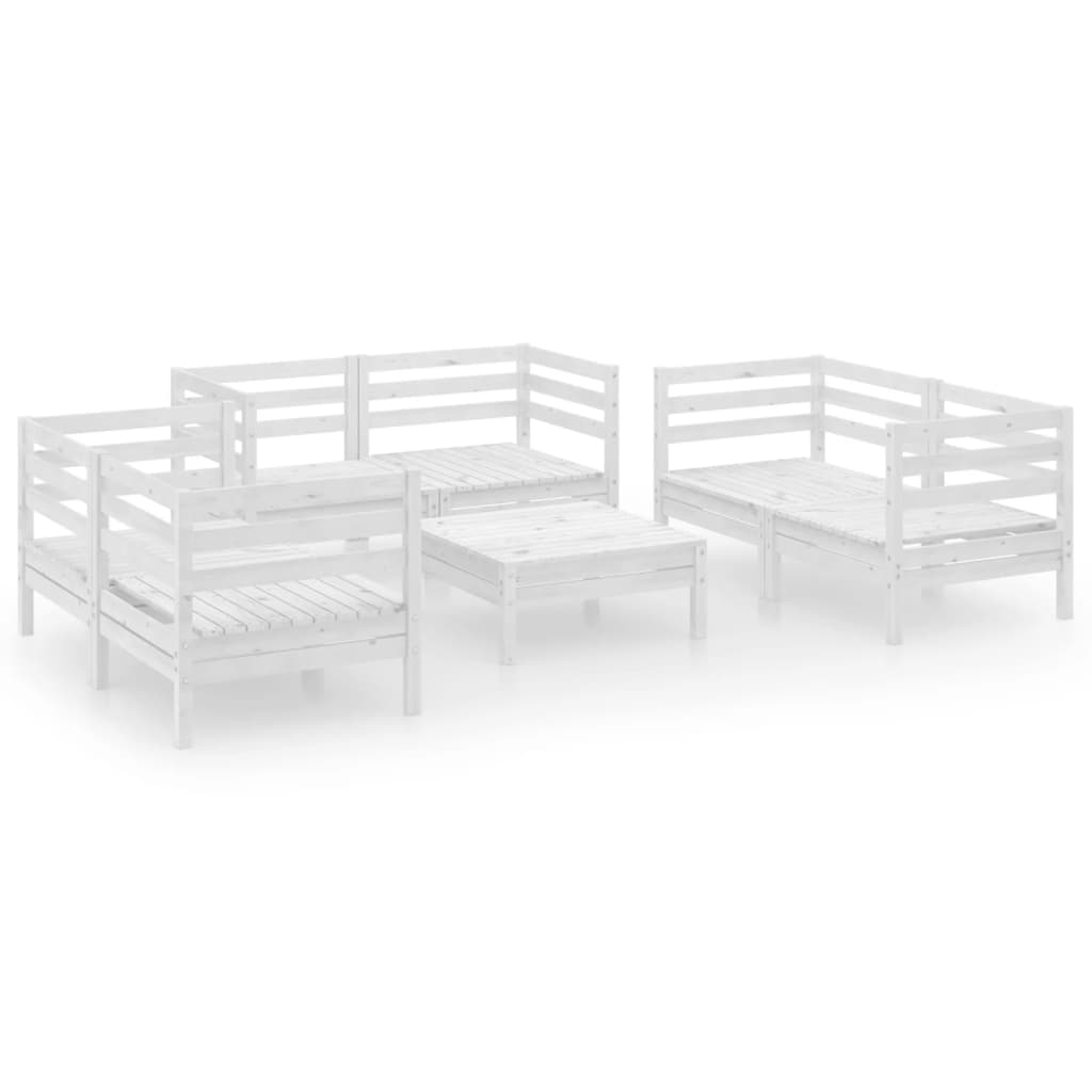 Set mobilier de grădină, 7 piese, alb, lemn masiv de pin GartenMobel Dekor