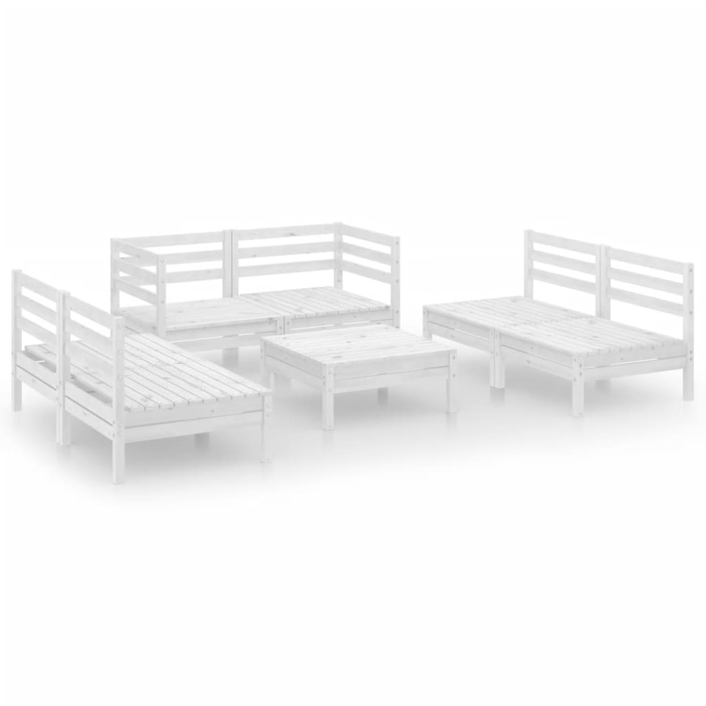 Set mobilier de grădină, 7 piese, alb, lemn masiv de pin GartenMobel Dekor