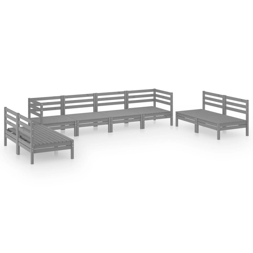 Set mobilier de grădină, 8 piese, gri, lemn masiv de pin GartenMobel Dekor