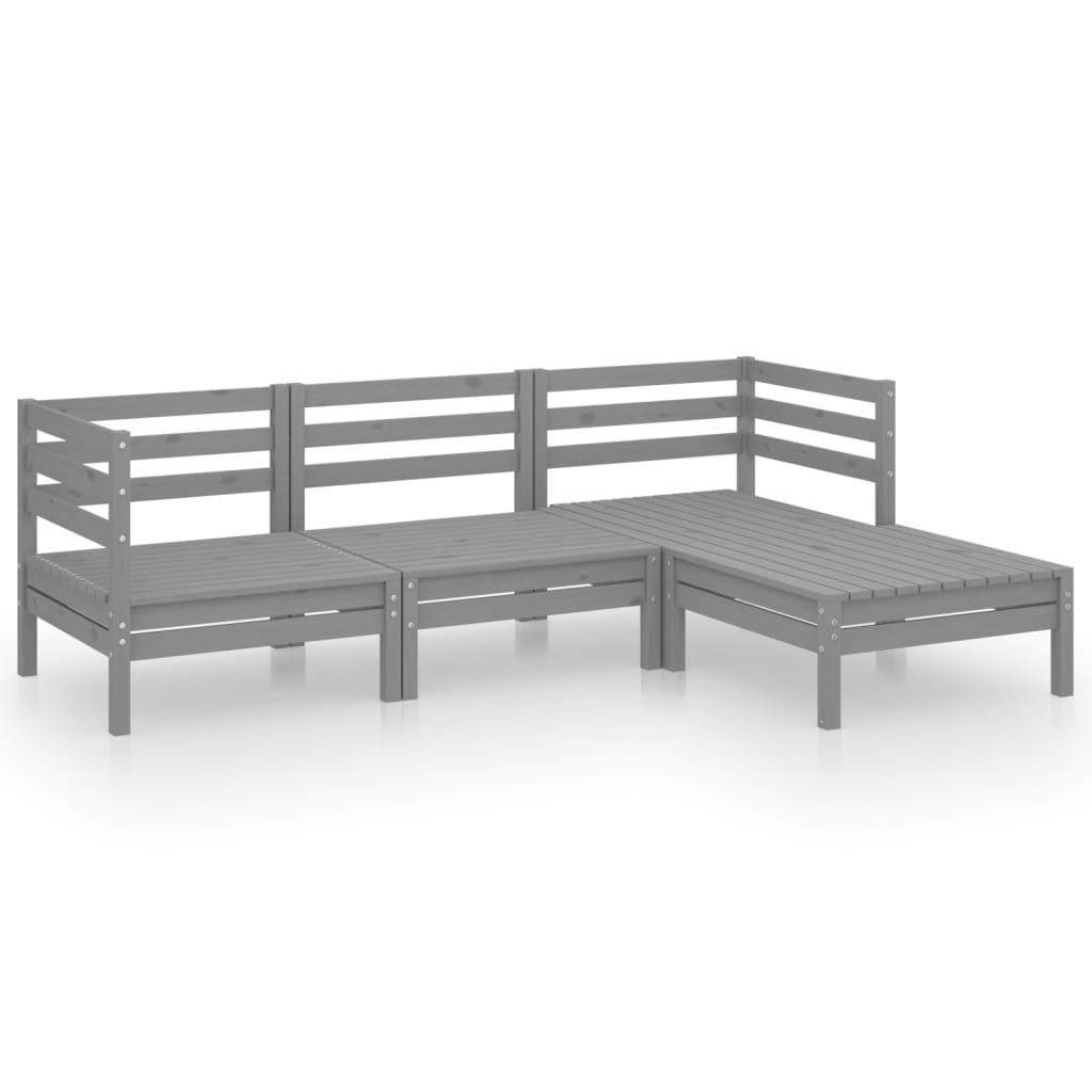 Set mobilier de grădină, 4 piese, gri, lemn masiv de pin GartenMobel Dekor