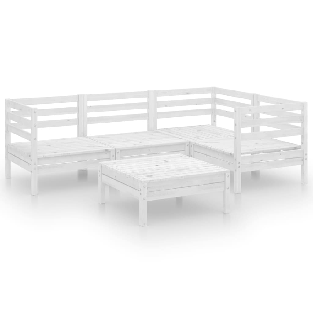 Set mobilier de grădină, 5 piese, alb, lemn masiv de pin GartenMobel Dekor