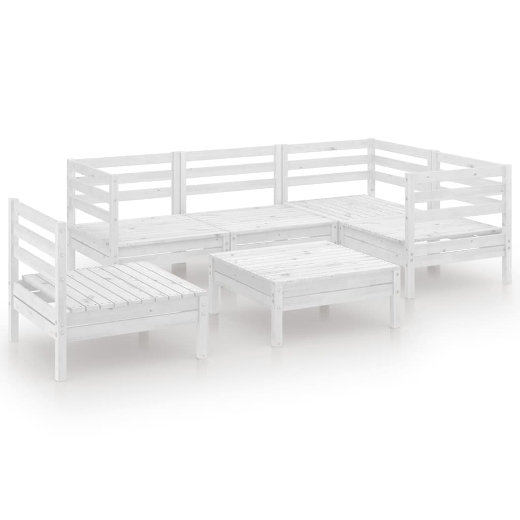 Set mobilier de grădină, 6 piese, alb, lemn masiv de pin GartenMobel Dekor