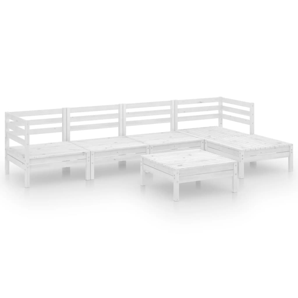 Set mobilier de grădină, 6 piese, alb, lemn masiv de pin GartenMobel Dekor