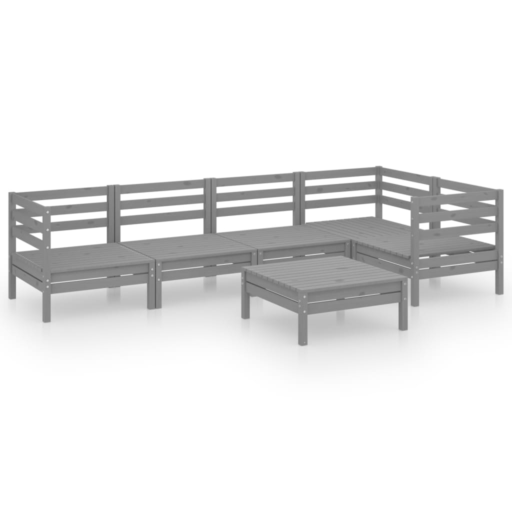 Set mobilier de grădină, 6 piese, gri, lemn masiv de pin GartenMobel Dekor