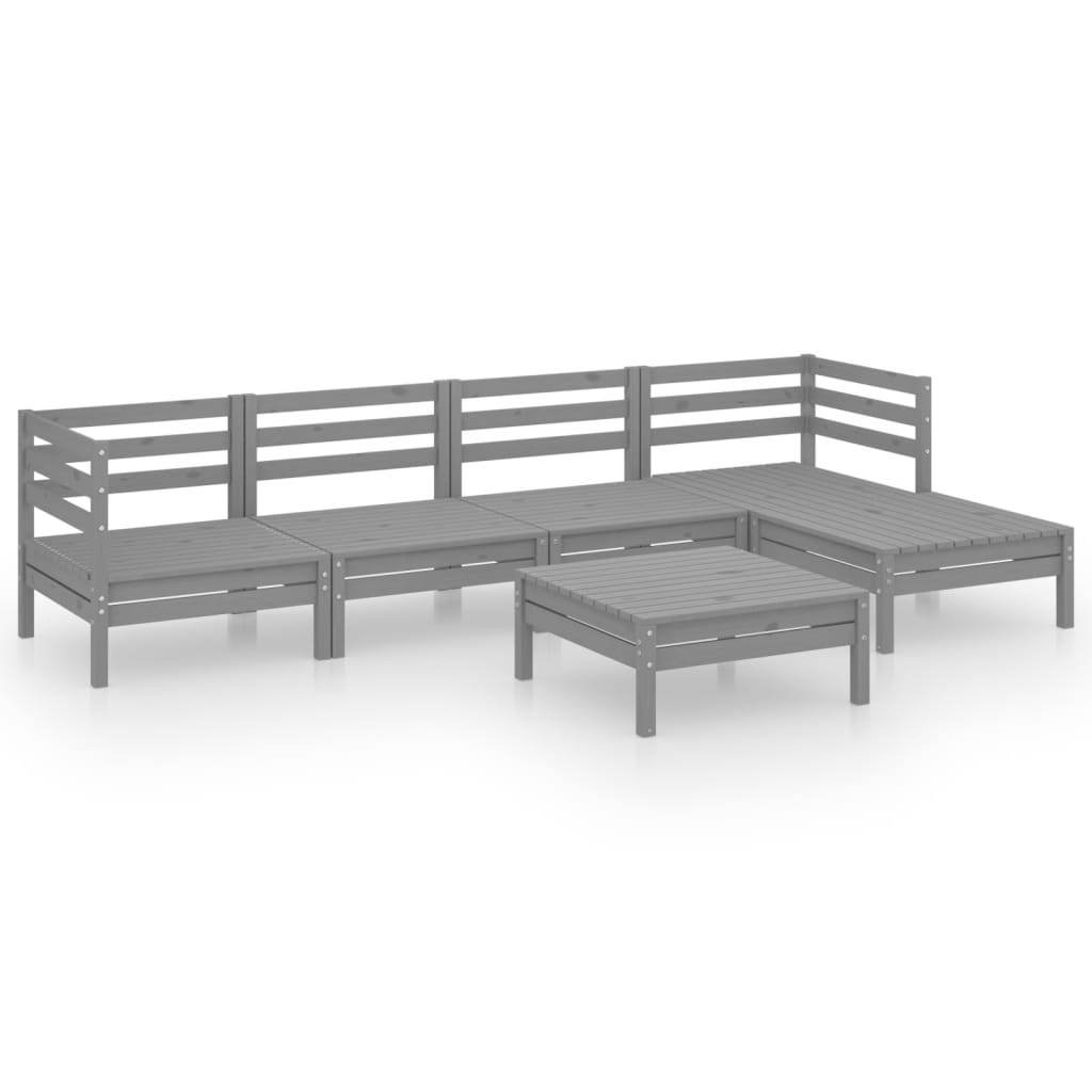 Set mobilier de grădină, 6 piese,gri, lemn masiv de pin GartenMobel Dekor