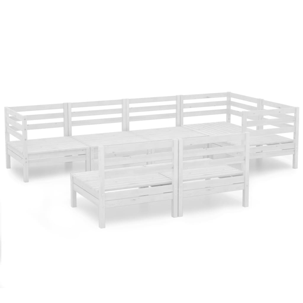 Set mobilier de grădină, 7 piese, alb, lemn masiv de pin GartenMobel Dekor