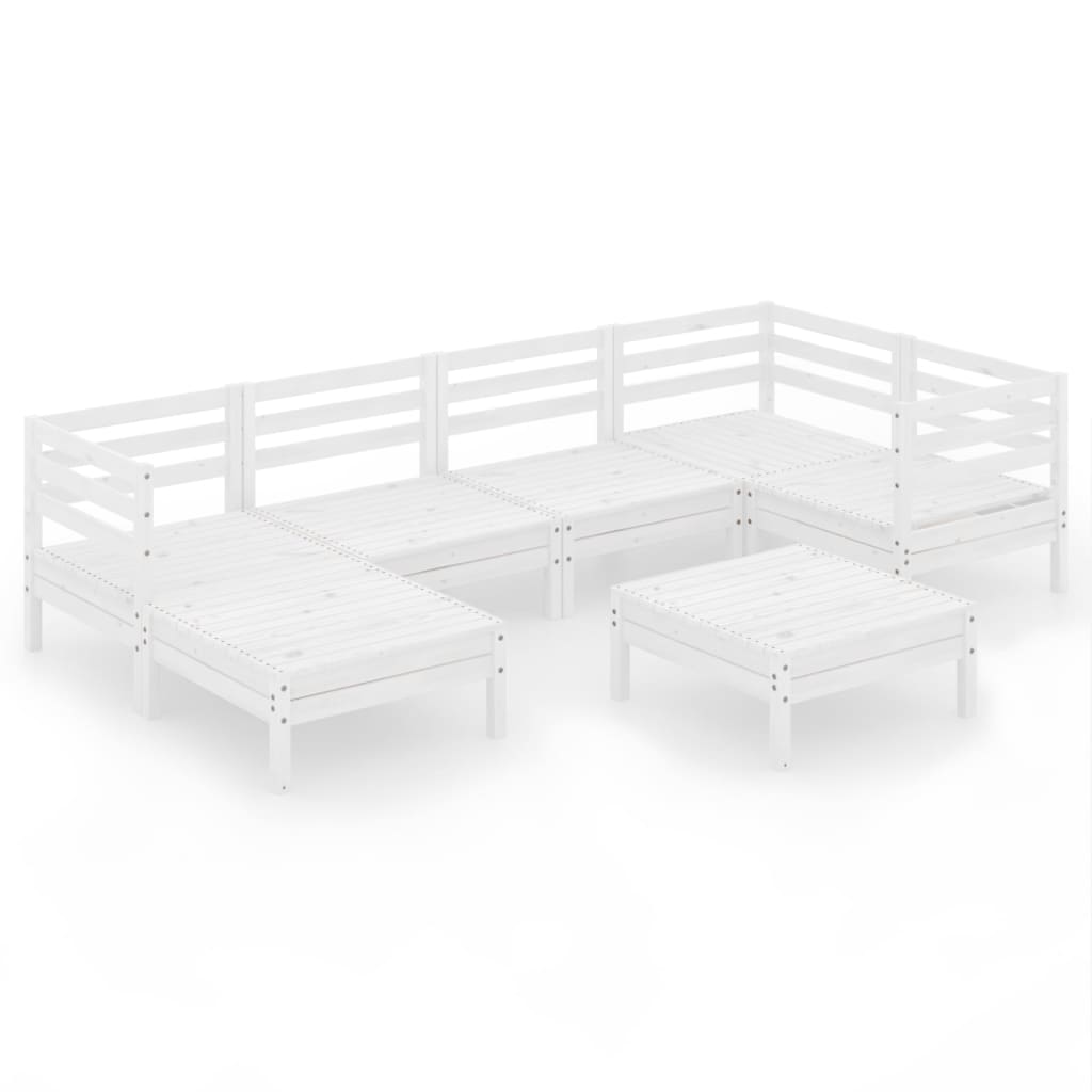 Set mobilier de grădină, 7 piese, alb, lemn masiv de pin GartenMobel Dekor