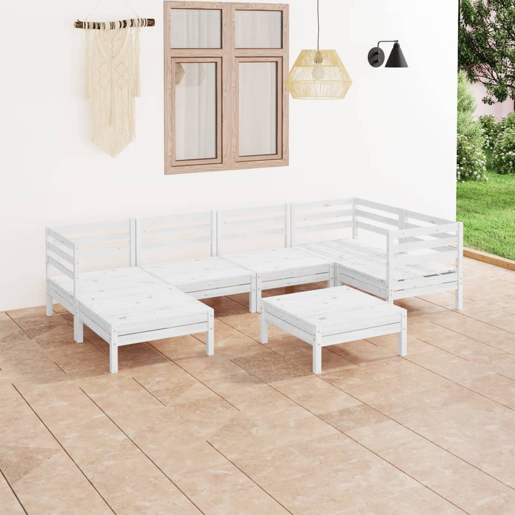 Set mobilier de grădină, 7 piese, alb, lemn masiv de pin GartenMobel Dekor