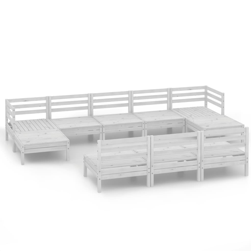 Set mobilier de grădină, 10 piese, alb, lemn masiv de pin GartenMobel Dekor
