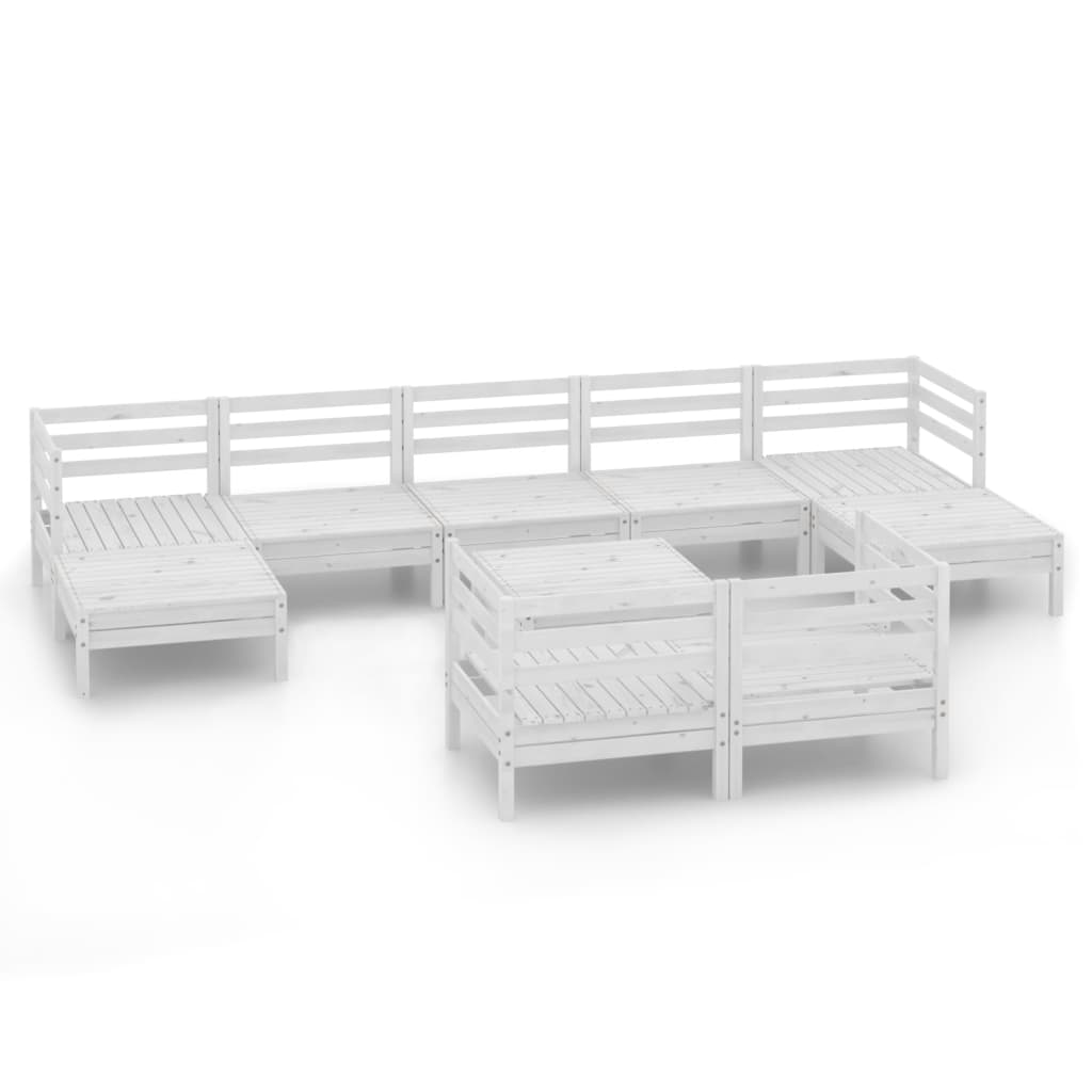 Set mobilier de grădină, 10 piese, alb, lemn masiv de pin GartenMobel Dekor