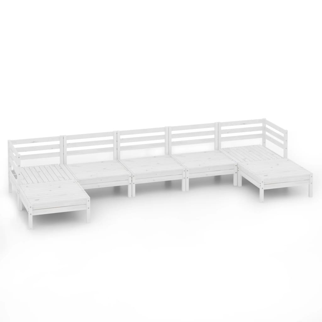 Set mobilier de grădină, 7 piese, alb, lemn masiv de pin GartenMobel Dekor