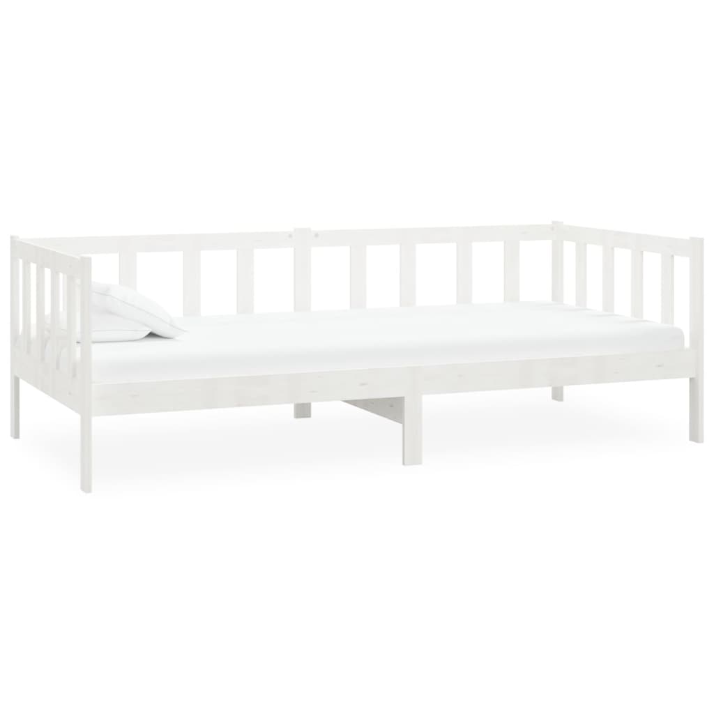 Pat de zi cu saltea, 90x200 cm, alb, lemn masiv de pin GartenMobel Dekor