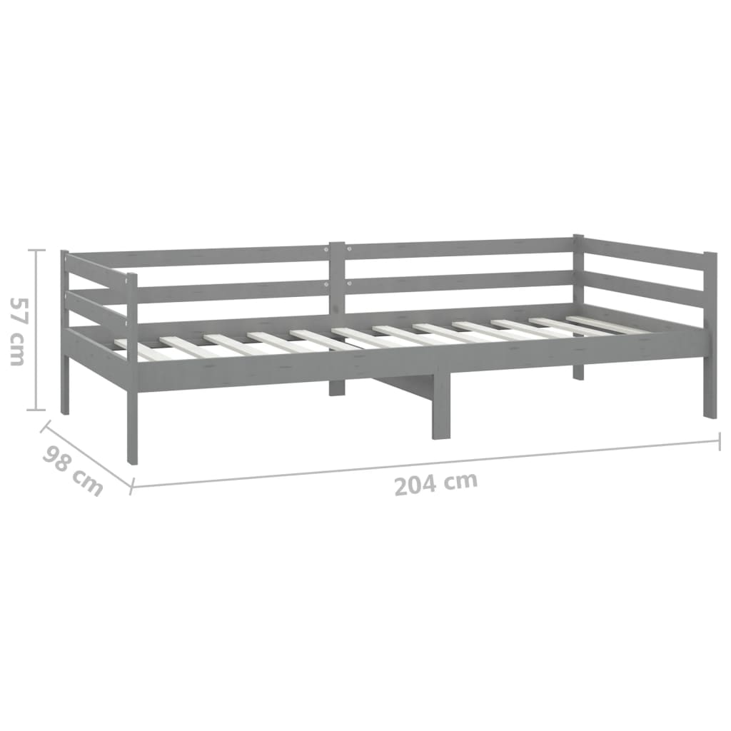 Pat de zi cu saltea, gri, 90x200 cm, lemn masiv de pin GartenMobel Dekor