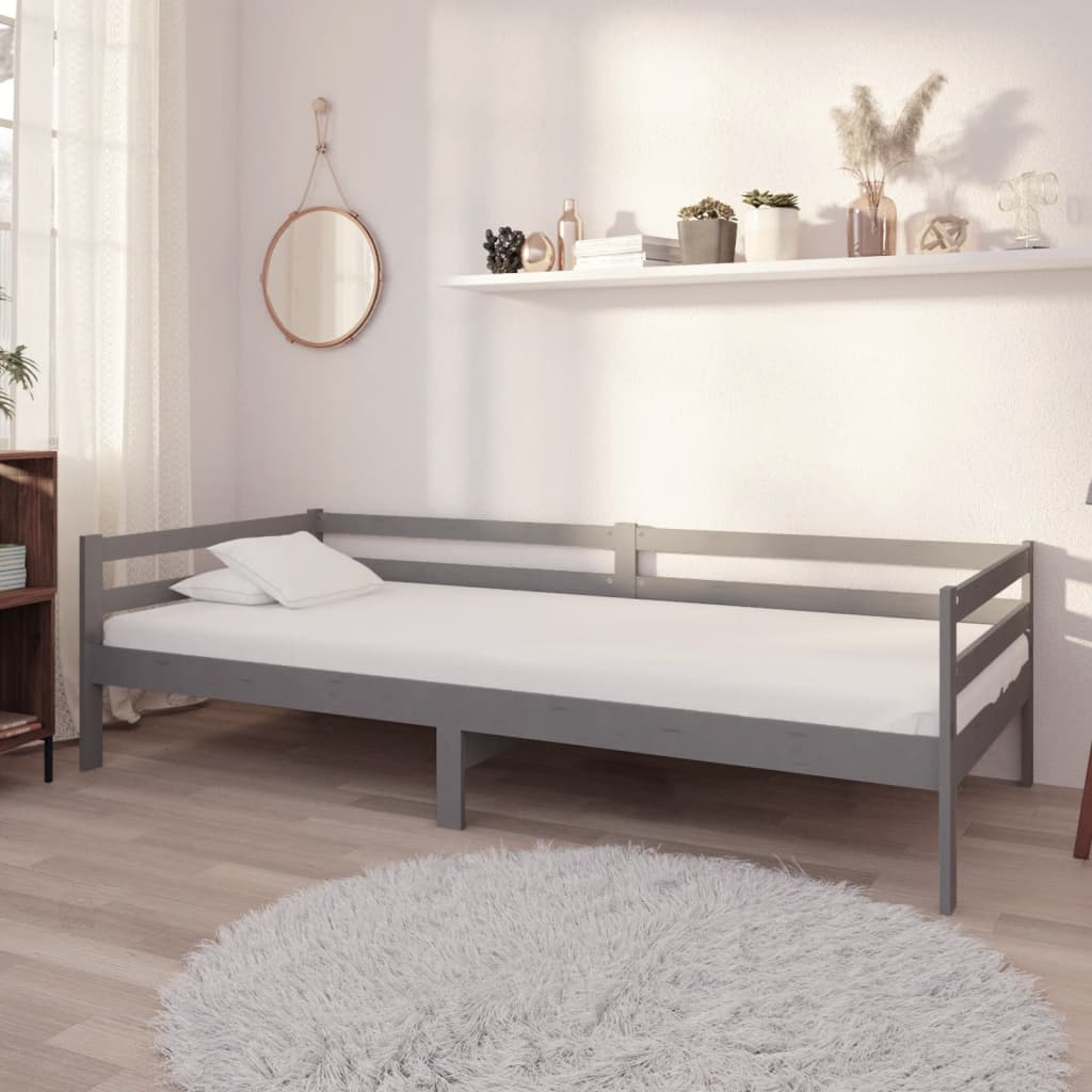 Pat de zi cu saltea, gri, 90x200 cm, lemn masiv de pin GartenMobel Dekor