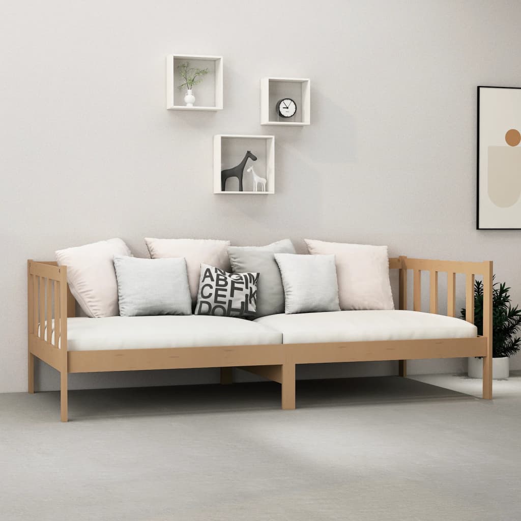 Pat de zi cu saltea, maro miere, 90x200 cm, lemn masiv de pin GartenMobel Dekor