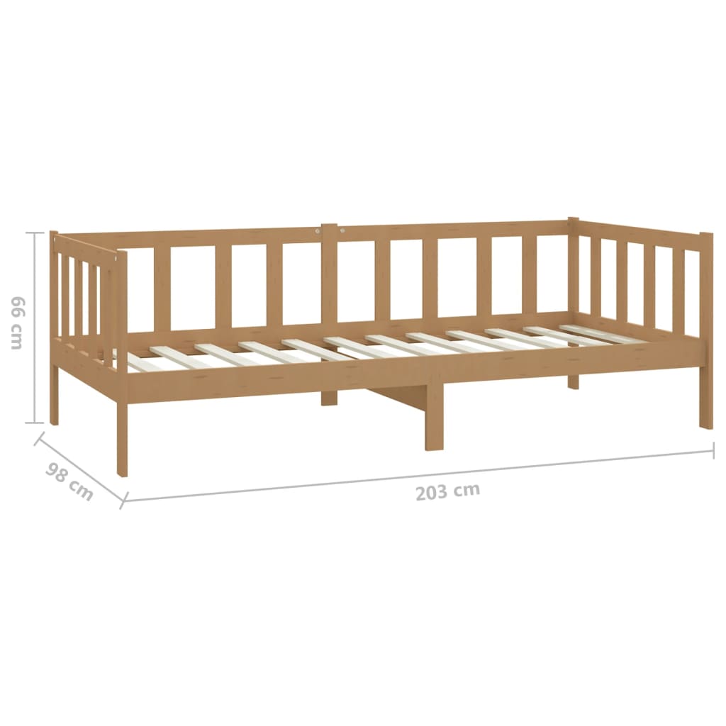 Pat de zi cu saltea, maro miere, 90x200 cm, lemn masiv de pin GartenMobel Dekor