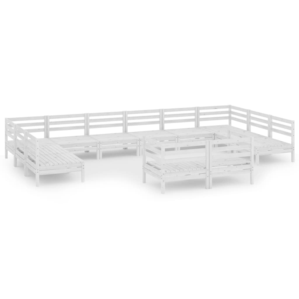 Set mobilier de grădină, 12 piese, alb, lemn masiv de pin GartenMobel Dekor