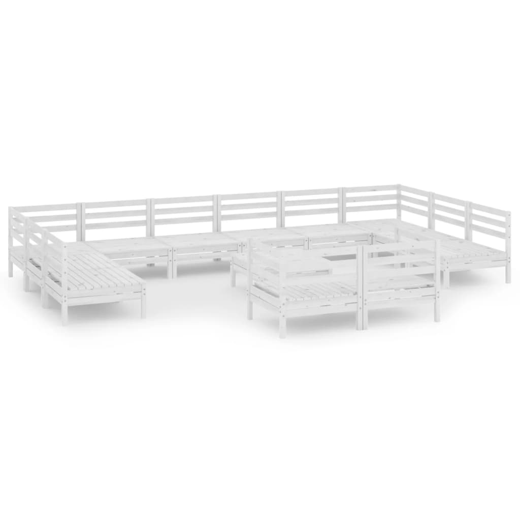 Set mobilier de grădină, 13 piese, alb, lemn masiv de pin GartenMobel Dekor
