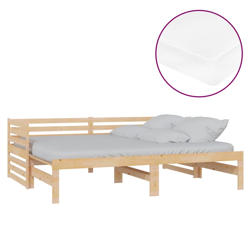 Pat extensibil de zi, 2x(90x200) cm, lemn masiv de pin GartenMobel Dekor