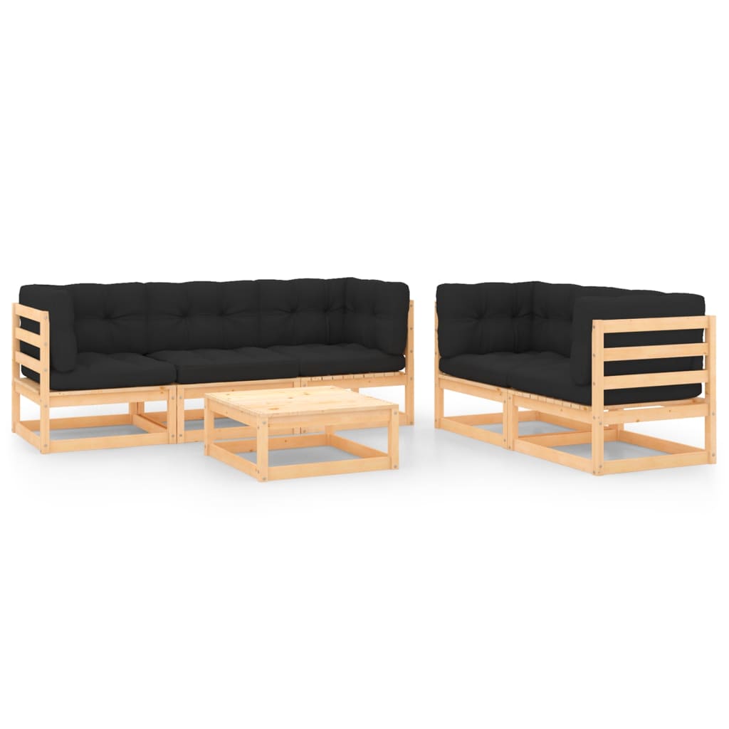 Set mobilier de grădină cu perne, 6 piese, lemn masiv de pin GartenMobel Dekor