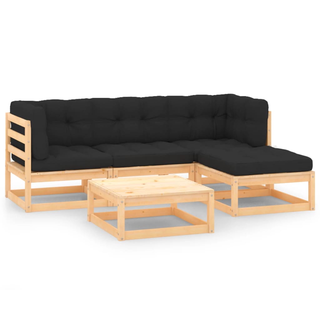 Set mobilier de grădină cu perne, 5 piese, lemn masiv de pin GartenMobel Dekor