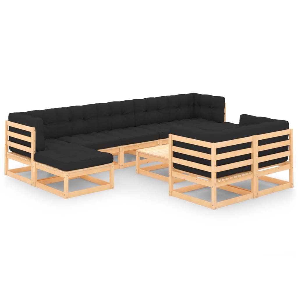 Set mobilier grădină cu perne antracit, 10 piese lemn masiv pin GartenMobel Dekor