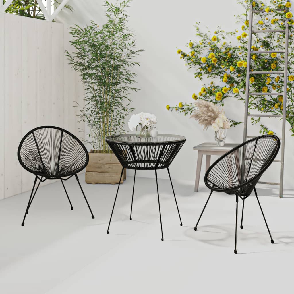 Set de mobilier pentru grădină, 3 piese, negru GartenMobel Dekor