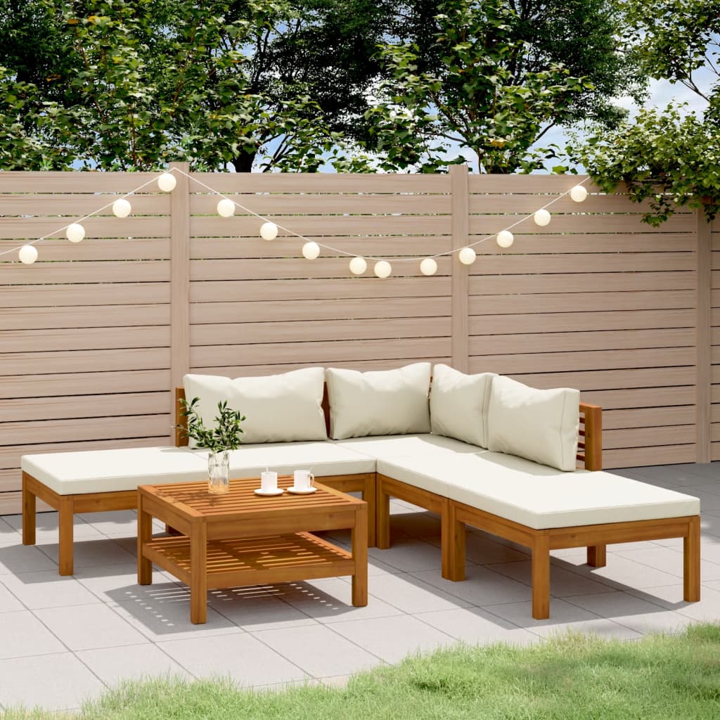 Set mobilier grădină cu perne crem, 6 piese, lemn masiv acacia GartenMobel Dekor