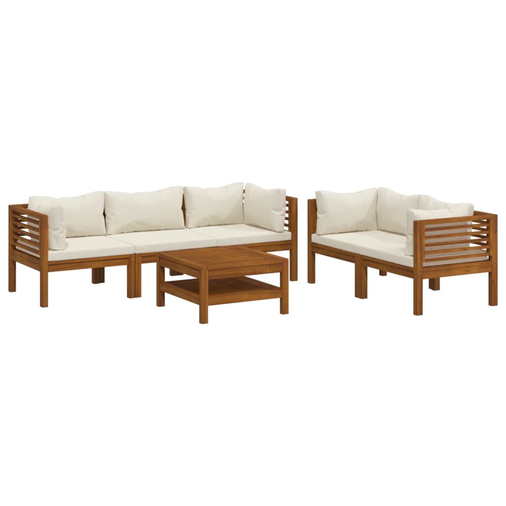 Set mobilier grădină cu perne crem, 6 piese, lemn masiv acacia GartenMobel Dekor