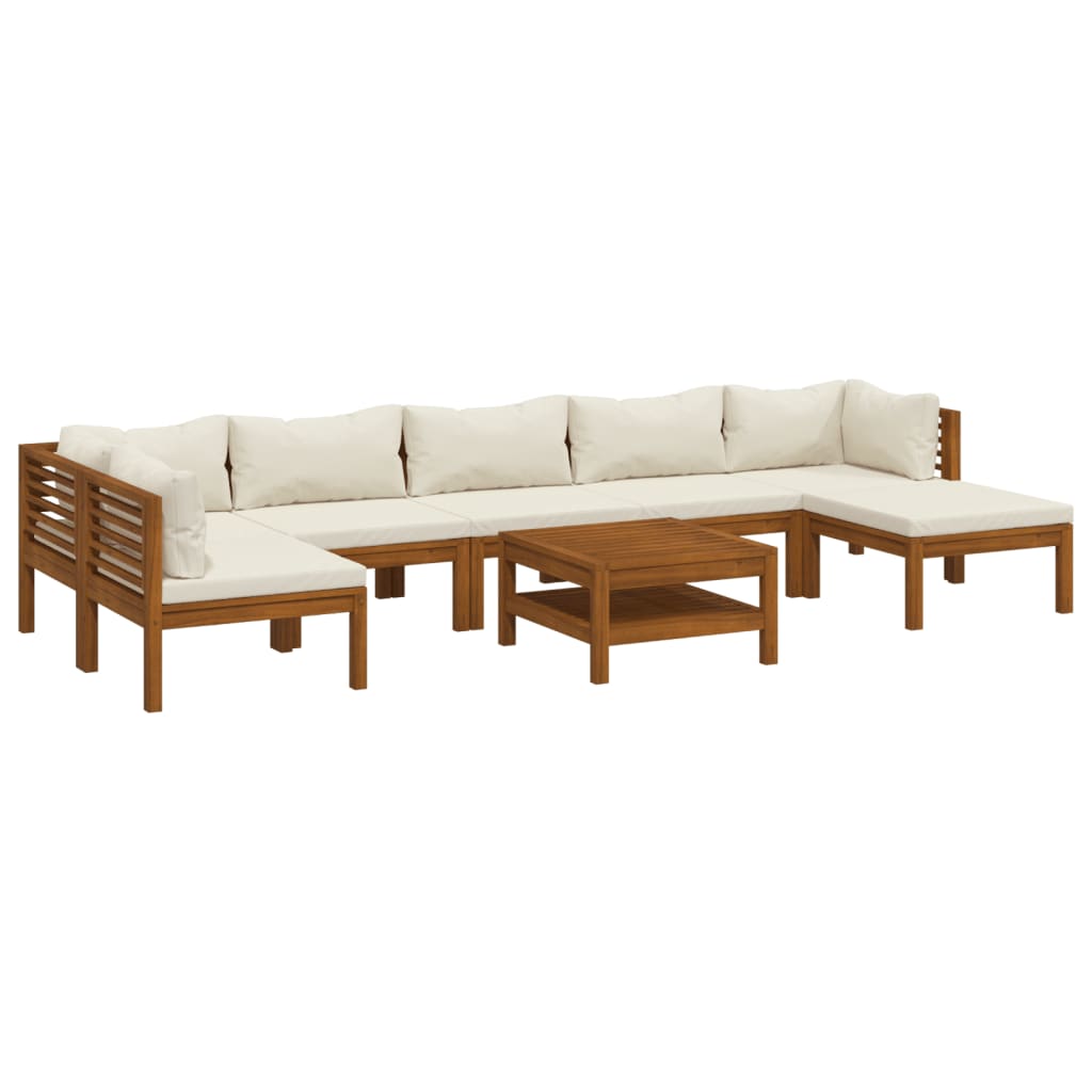 Set mobilier grădină cu perne crem, 8 piese, lemn masiv acacia GartenMobel Dekor