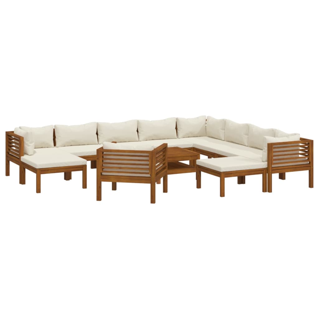 Set mobilier grădină cu perne crem 12 piese lemn masiv acacia GartenMobel Dekor