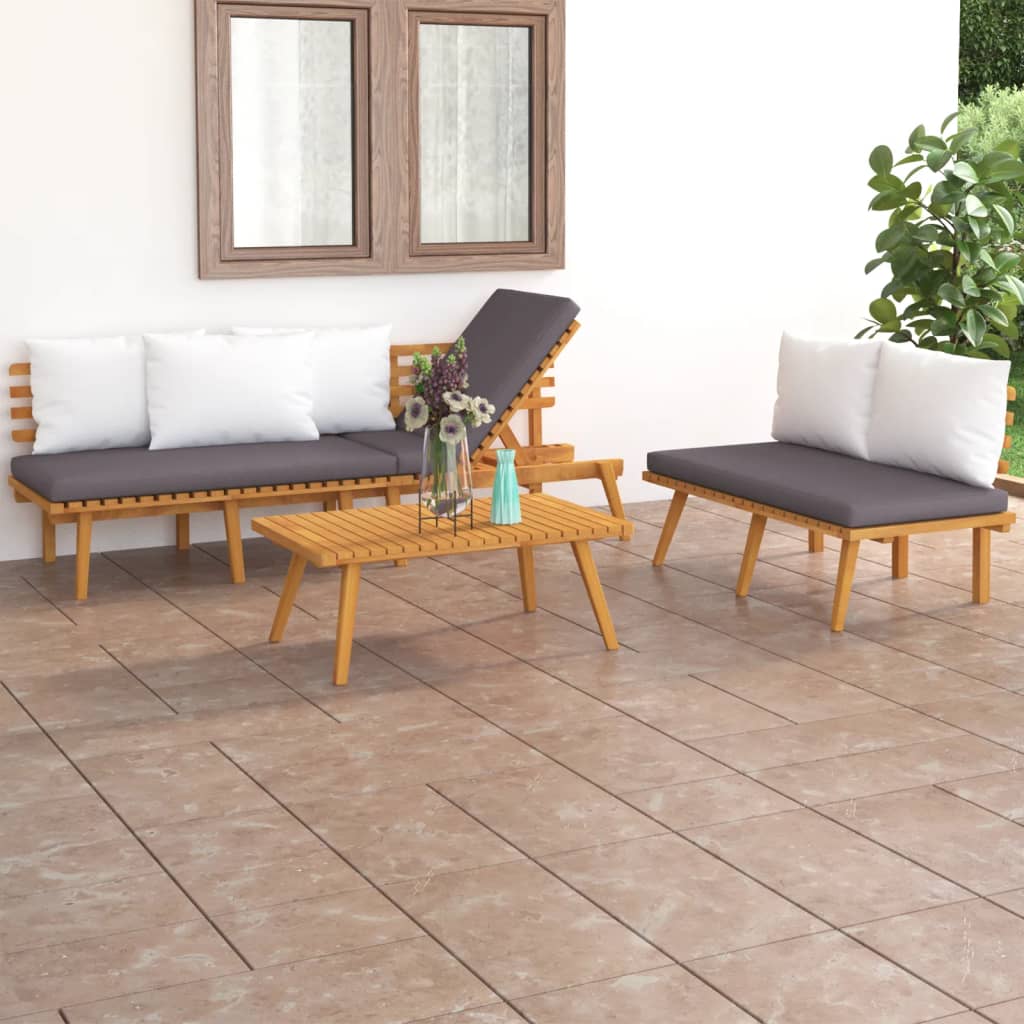 Set mobilier de grădină cu perne, 3 piese, lemn masiv de acacia GartenMobel Dekor