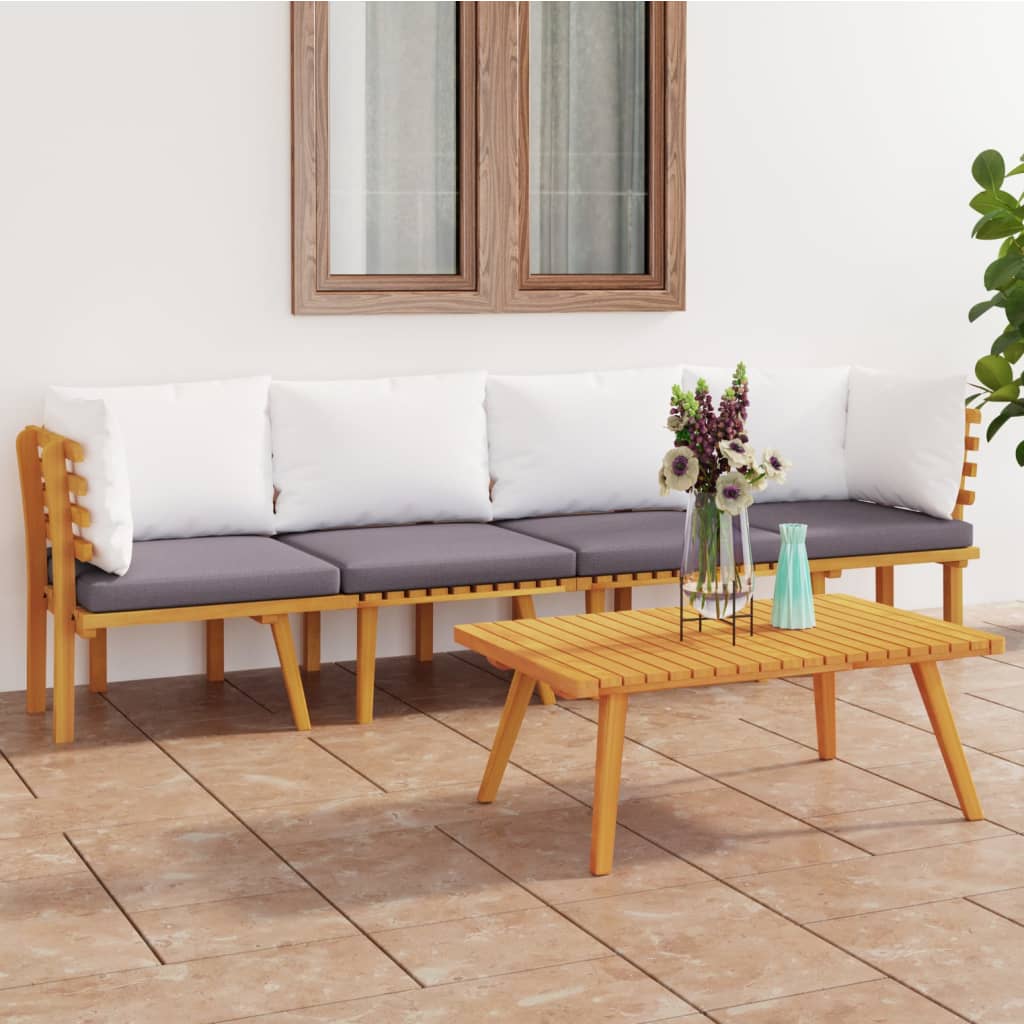 Set mobilier de grădină cu perne, 4 piese, lemn masiv de acacia GartenMobel Dekor