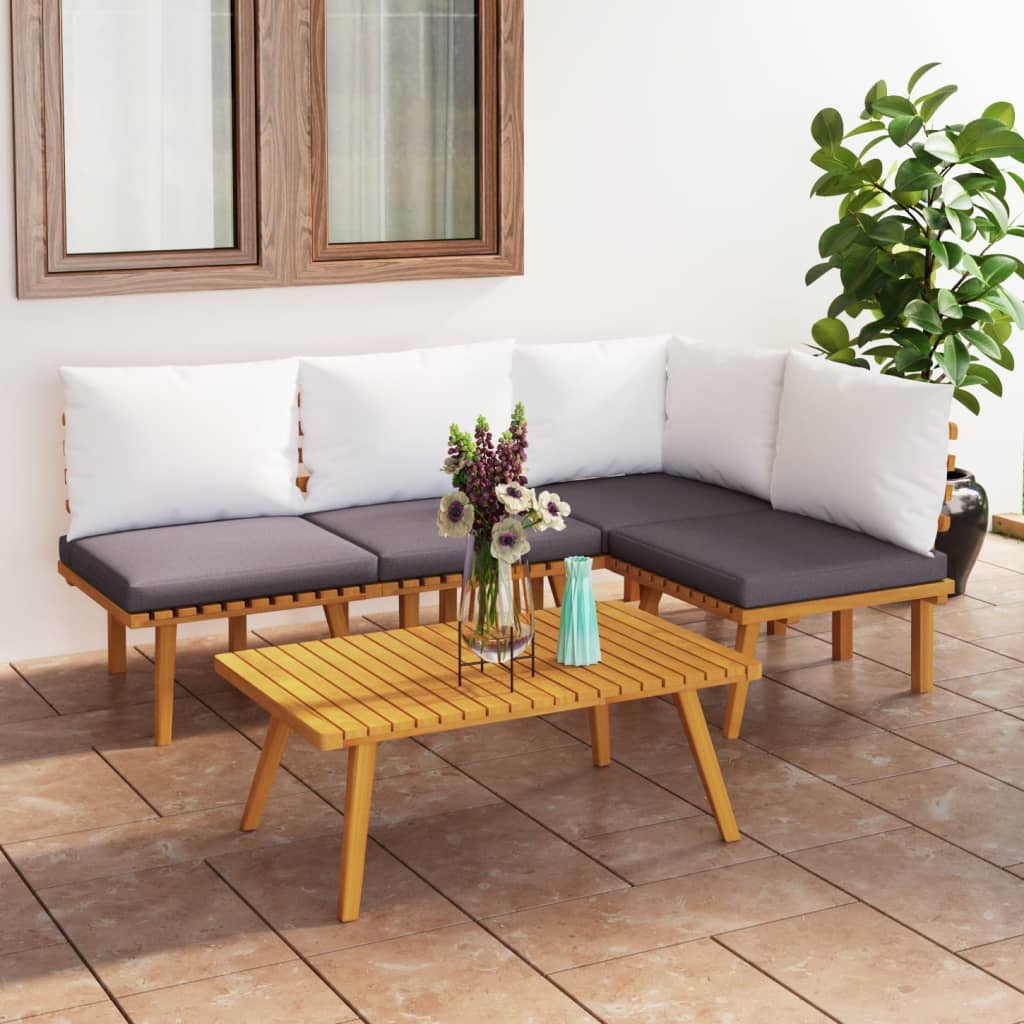 Set mobilier de grădină cu perne, 5 piese, lemn masiv acacia GartenMobel Dekor