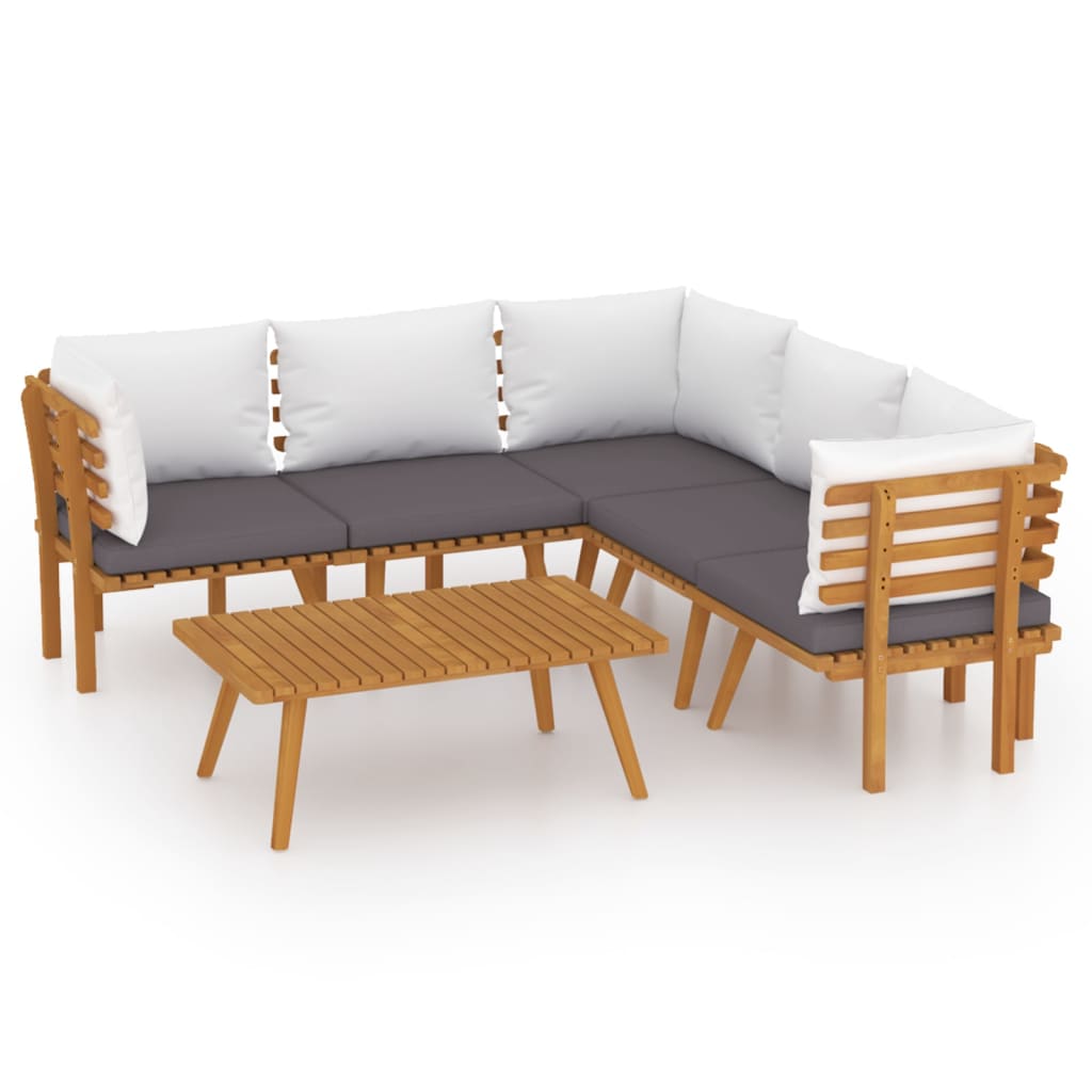 Set mobilier de grădină cu perne, 6 piese, lemn masiv acacia GartenMobel Dekor
