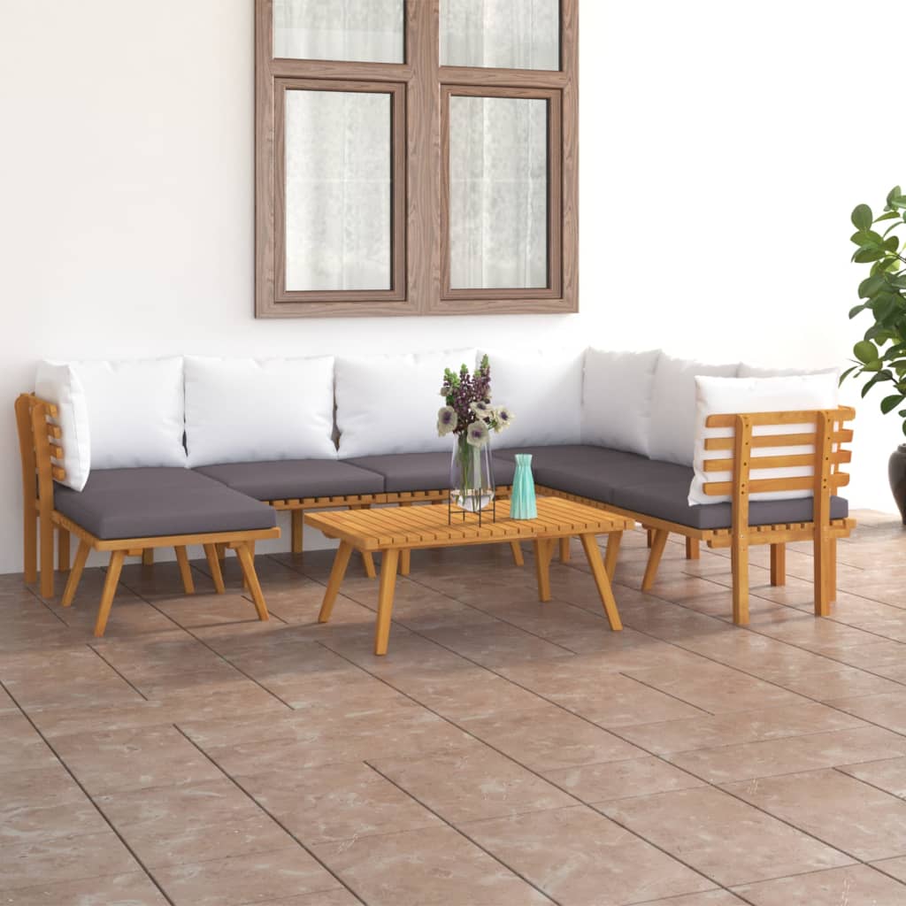 Set mobilier de grădină cu perne, 8 piese, lemn masiv acacia GartenMobel Dekor
