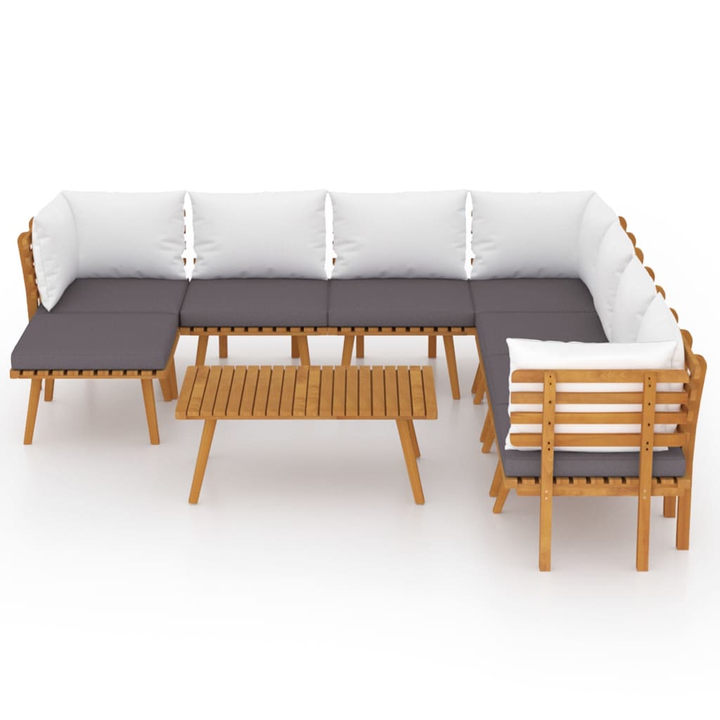 Set mobilier grădină cu perne, 9 piese, lemn masiv de acacia GartenMobel Dekor