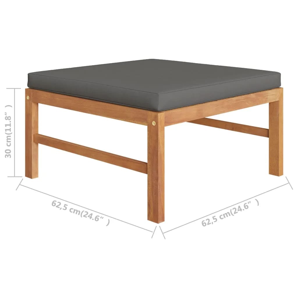 Set mobilier grădină cu perne gri, 4 piese, lemn masiv de tec GartenMobel Dekor