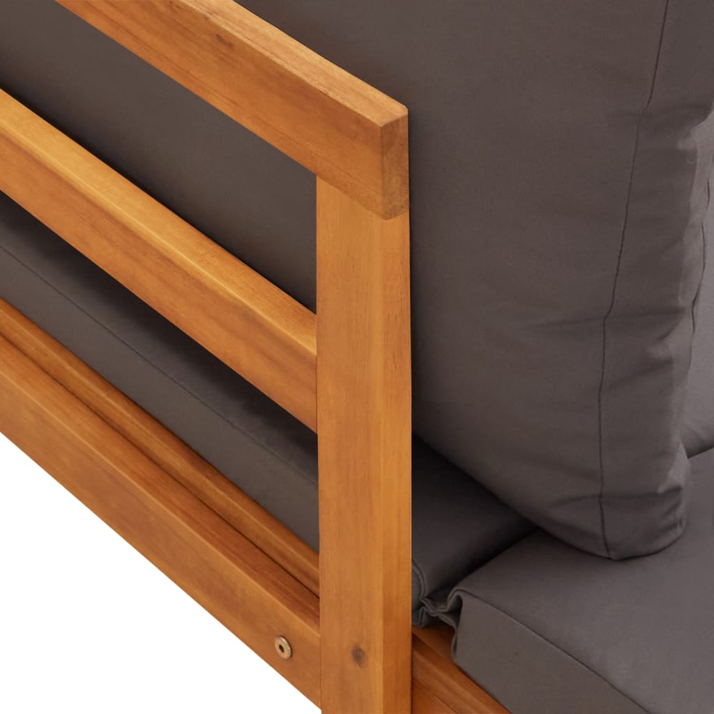 Set mobilier grădină perne gri închis, 5 piese, lemn acacia GartenMobel Dekor