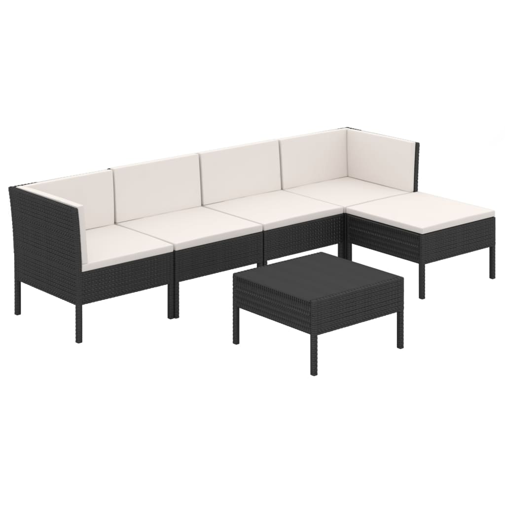 Set mobilier de grădină cu perne, 6 piese, negru, poliratan GartenMobel Dekor