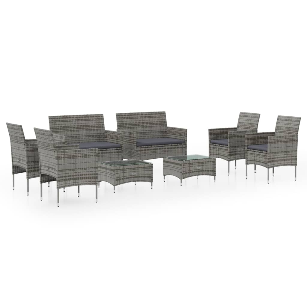 Set mobilier de grădină cu perne, 8 piese, gri, poliratan GartenMobel Dekor