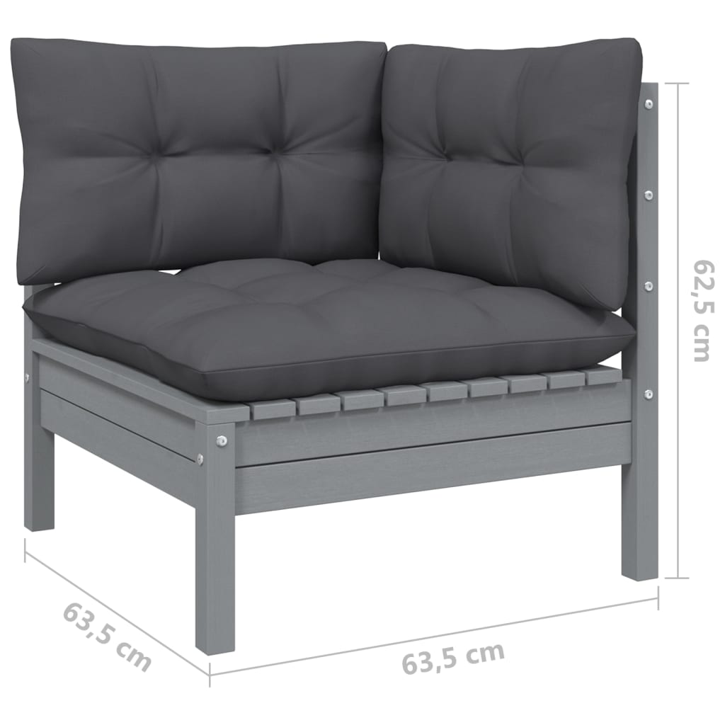 Set mobilier grădină cu perne, antracit, 3 piese, lemn de pin GartenMobel Dekor