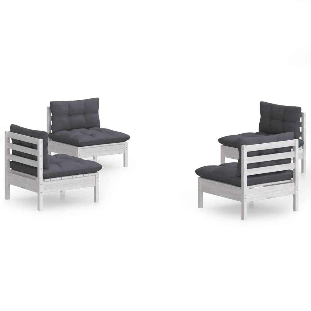 Set mobilier grădină cu perne antracit, 4 piese, lemn de pin GartenMobel Dekor