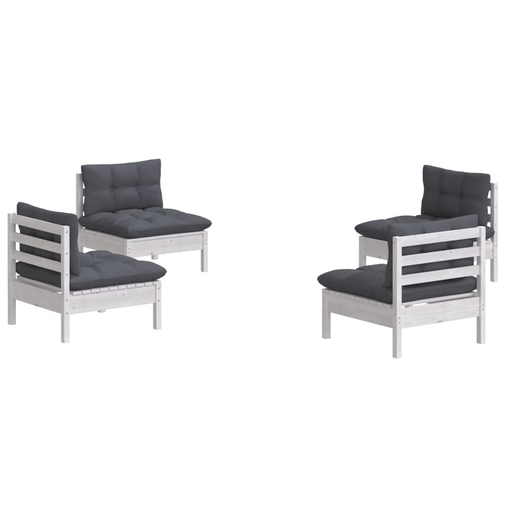 Set mobilier grădină cu perne antracit, 4 piese, lemn de pin GartenMobel Dekor