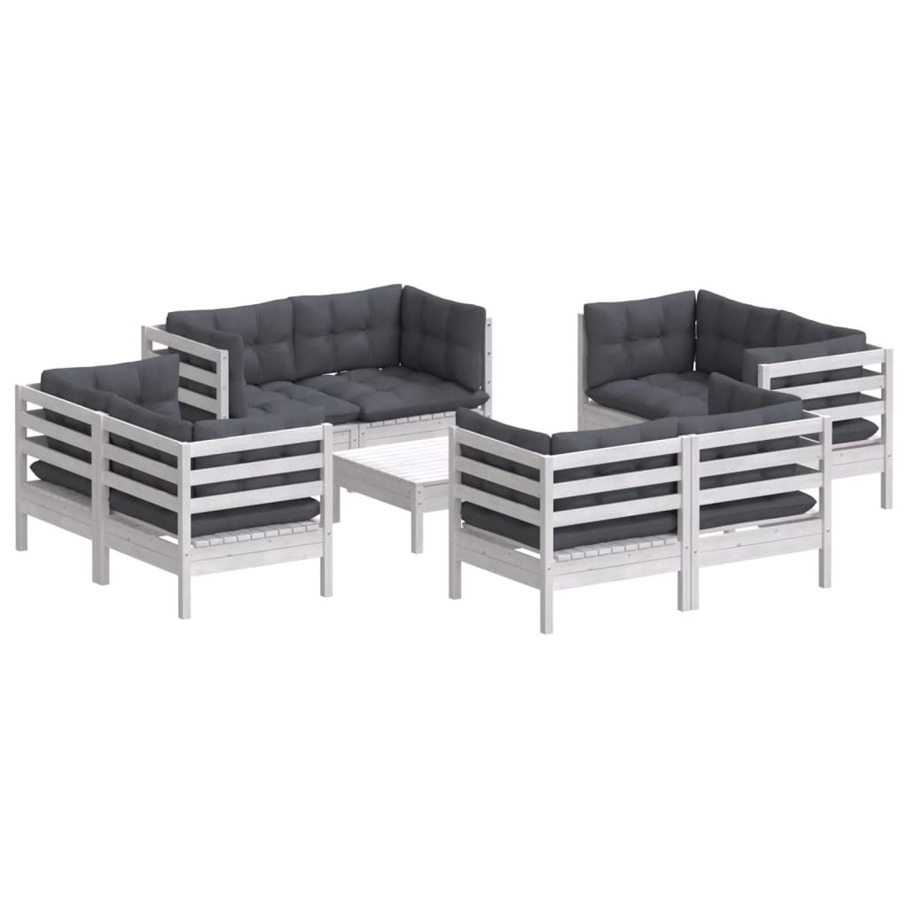 Set mobilier de grădină cu perne, 9 piese, antracit, lemn pin GartenMobel Dekor