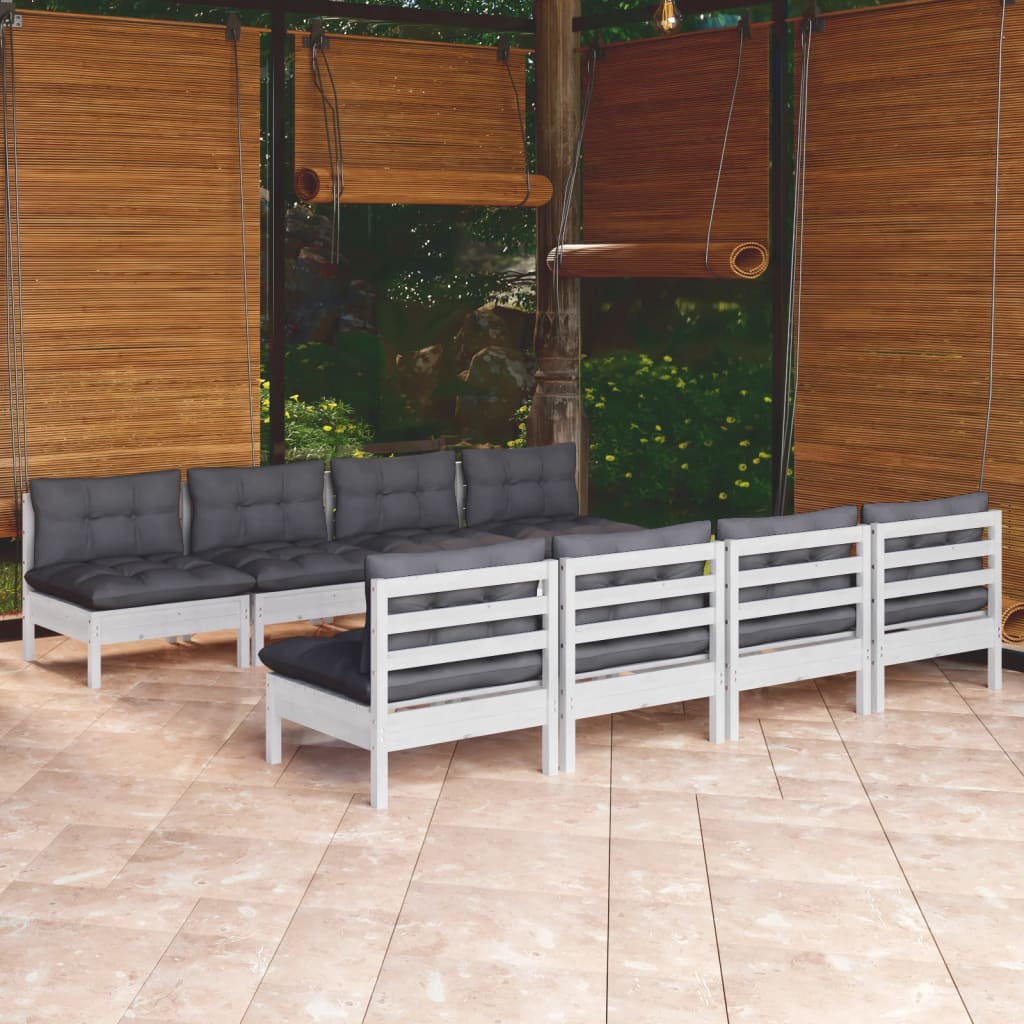 Set mobilier de grădină cu perne, 9 piese, lemn masiv de pin GartenMobel Dekor
