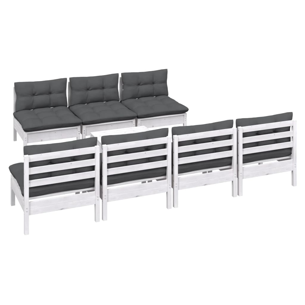 Set mobilier de grădină cu perne antracit, 8 piese, lemn de pin GartenMobel Dekor
