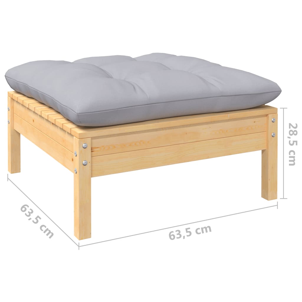 Set mobilier grădină cu perne, 13 piese, gri, lemn de pin GartenMobel Dekor